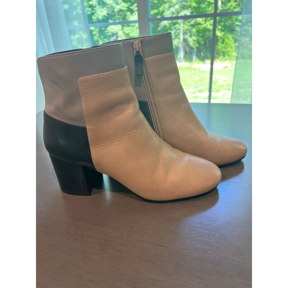 Cole Haan W08760 Grand.OS Leather Colorblock Ankle Boots Beige Black Grey 8B